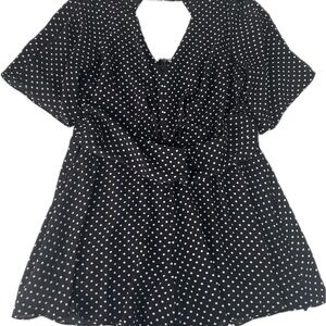 Chic City BohemianPOLKA -DOT ROMPER style with a twisted from waist Plus SZ 16